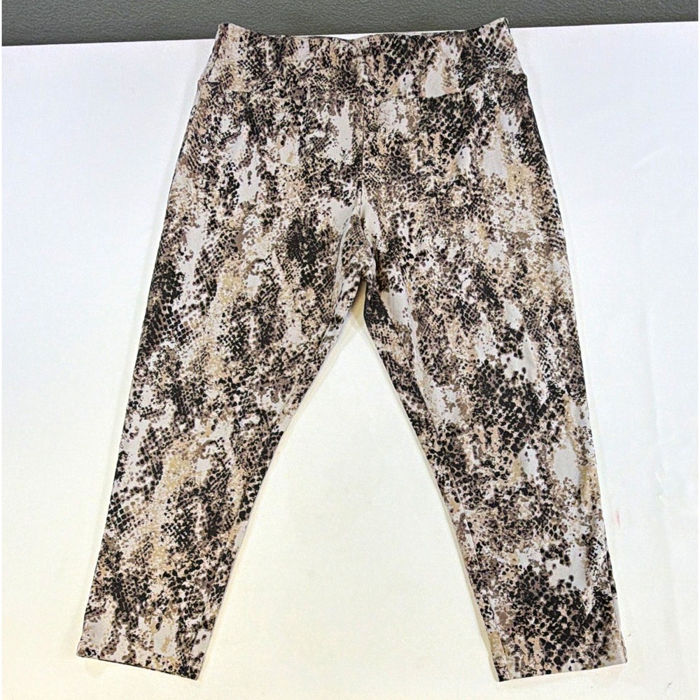 Terra & Sky Women’s Plus 14W Ankle Leggings Stretch Animal Print Multicolor